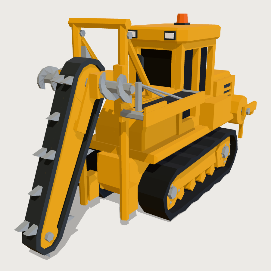 Chain Trencher low-poly 3D model
