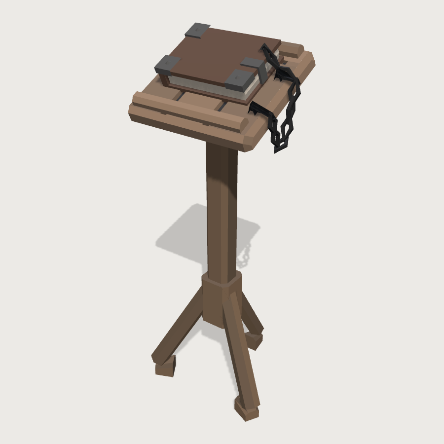 Chained Book Lectern low-poly 3D model