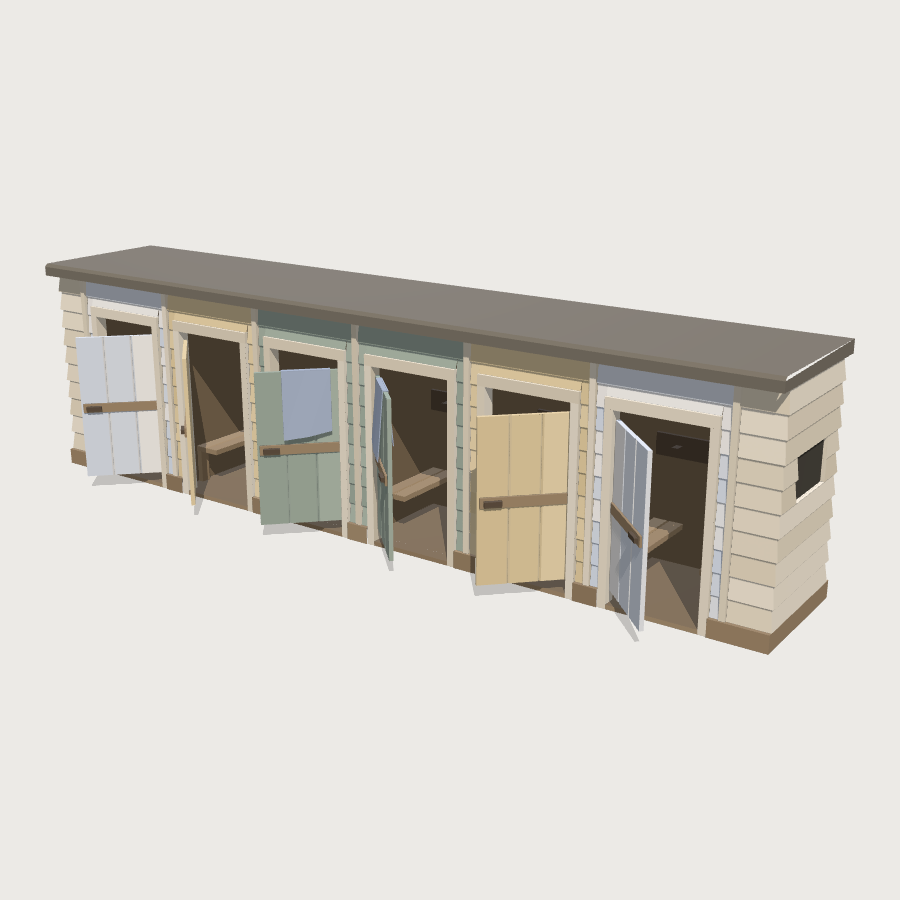 Changing Cubicle Row low-poly 3D model