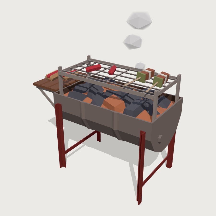 Charcoal Parrilla low-poly 3D model