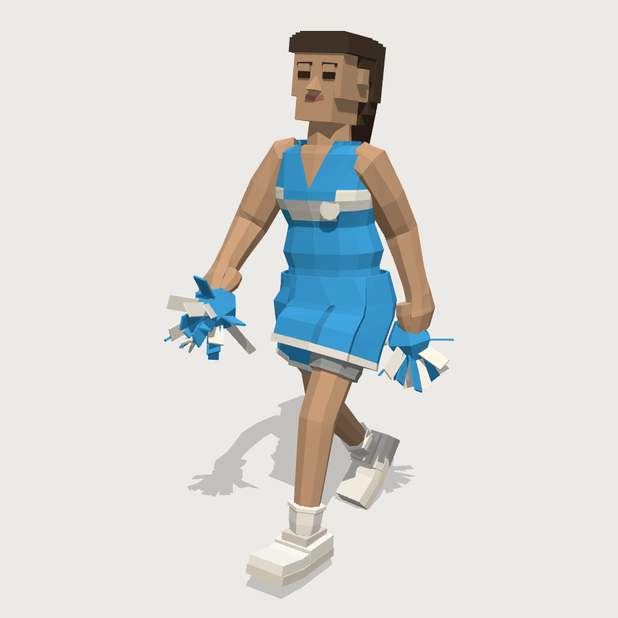 Cheerleader low-poly 3D model