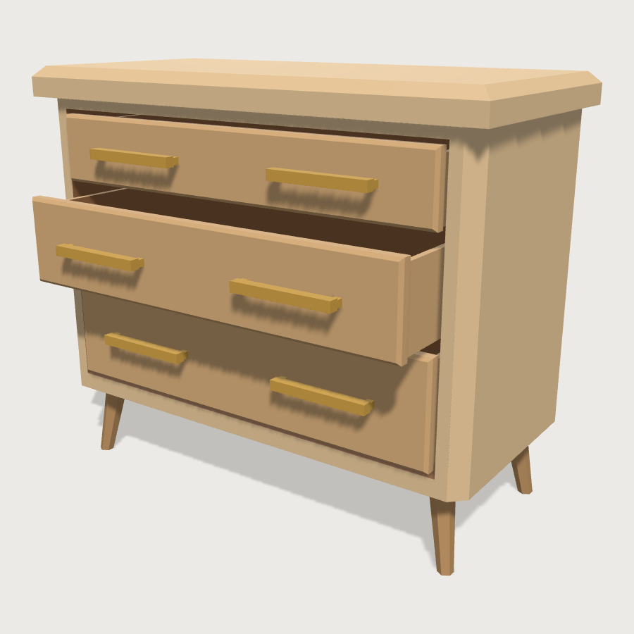 Chest of Drawers low-poly 3D model