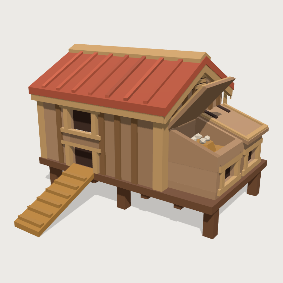 Chicken Coop low-poly 3D model