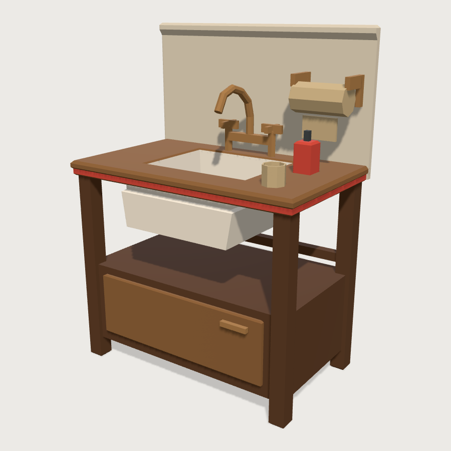 Classroom Sink Unit low-poly 3D model