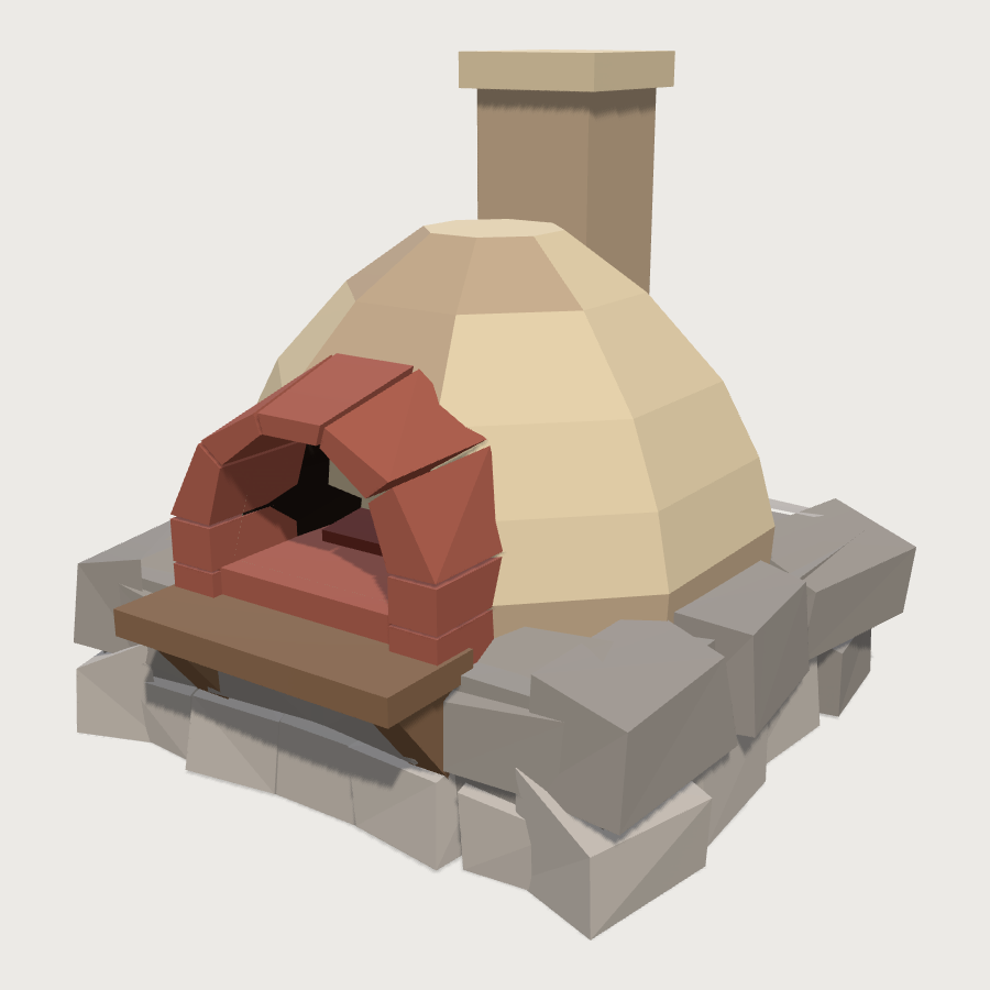 Clay Bread Oven low-poly 3D model