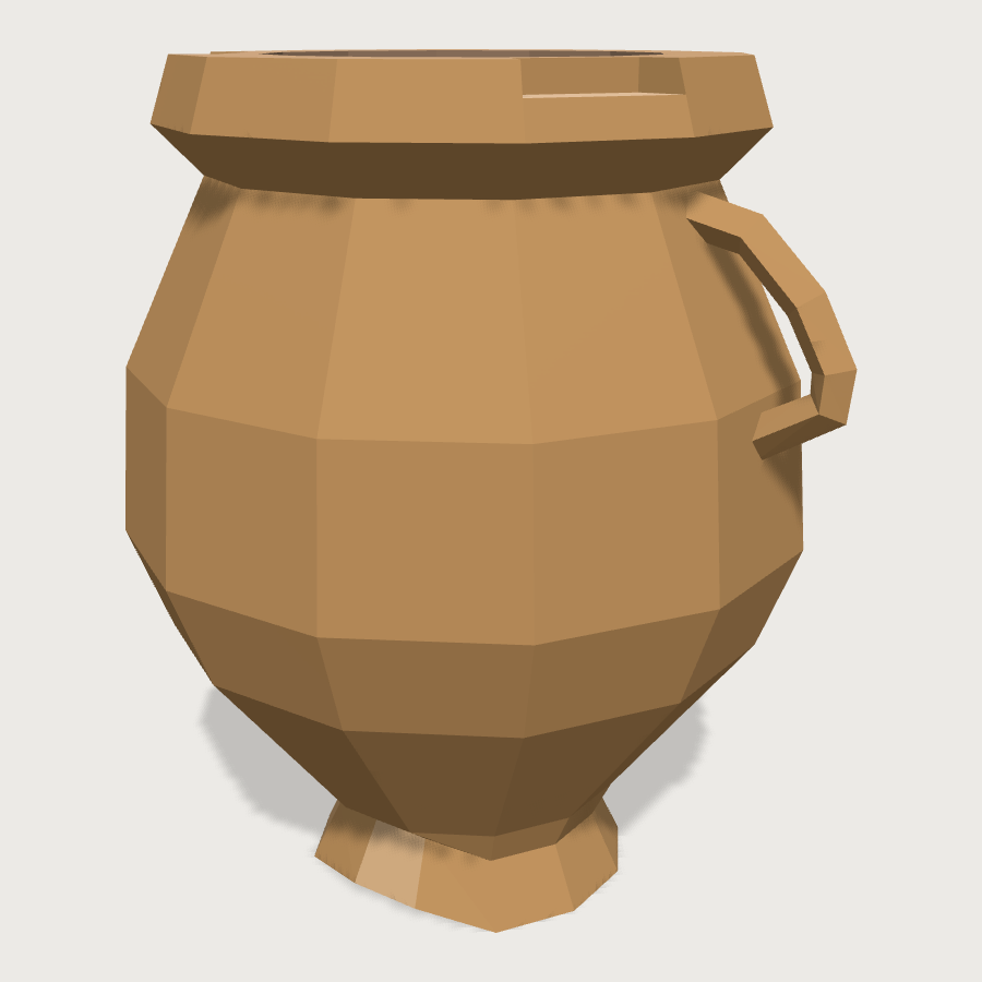 Clay Storage Pot low-poly 3D model