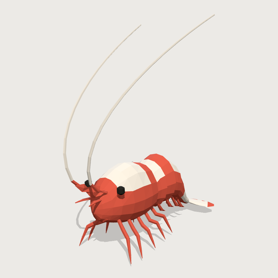 Cleaner shrimp low-poly 3D model