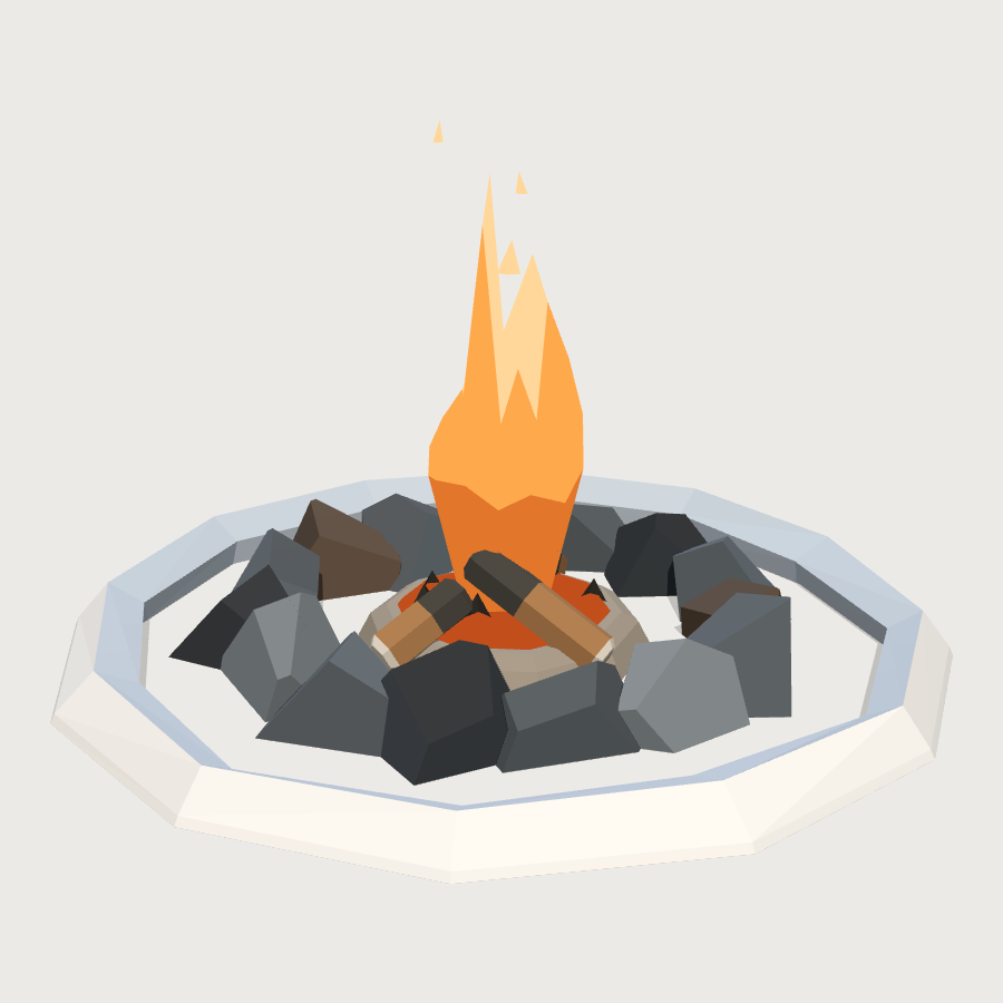 Cleared Fire Pit low-poly 3D model