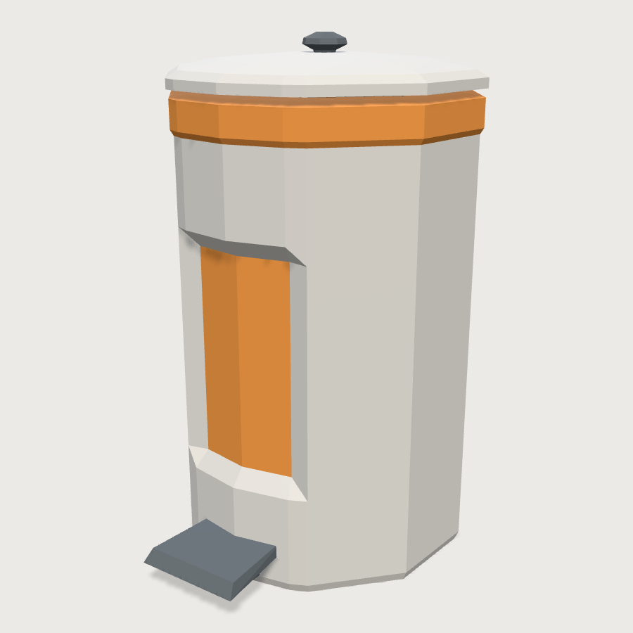 Clinical Waste Bin low-poly 3D model