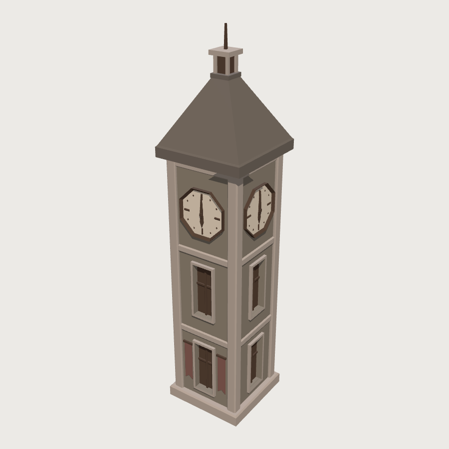 Clock Tower low-poly 3D model