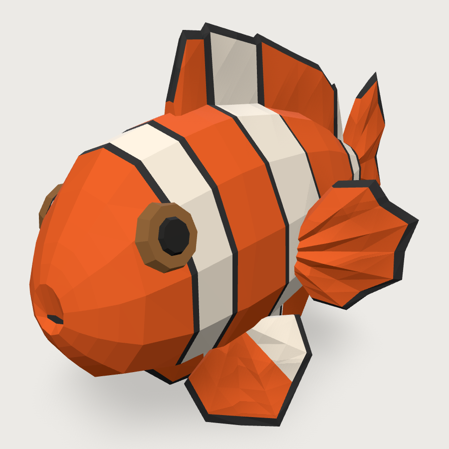 Clownfish low-poly 3D model