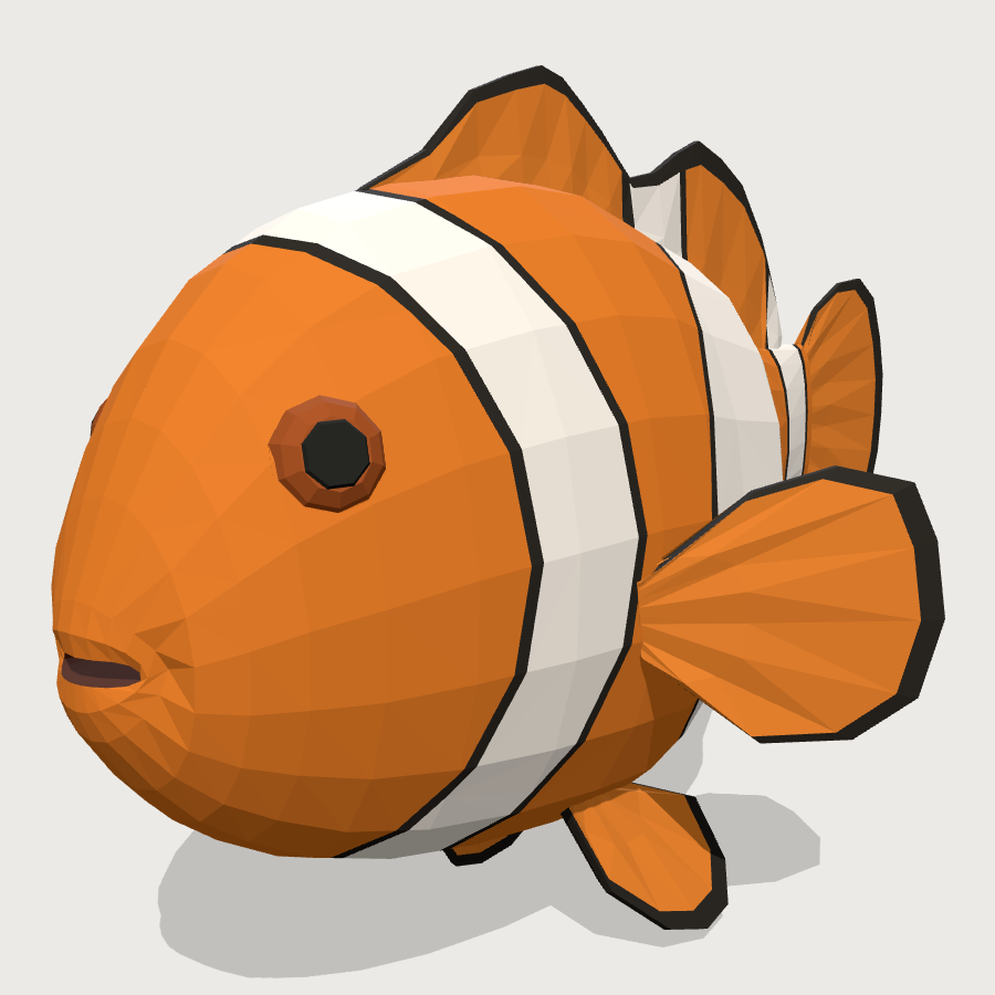Clownfish low-poly 3D model