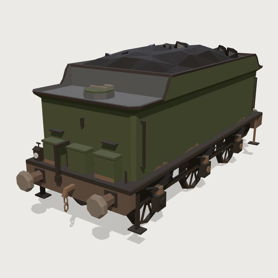 Coal Tender low-poly 3D model