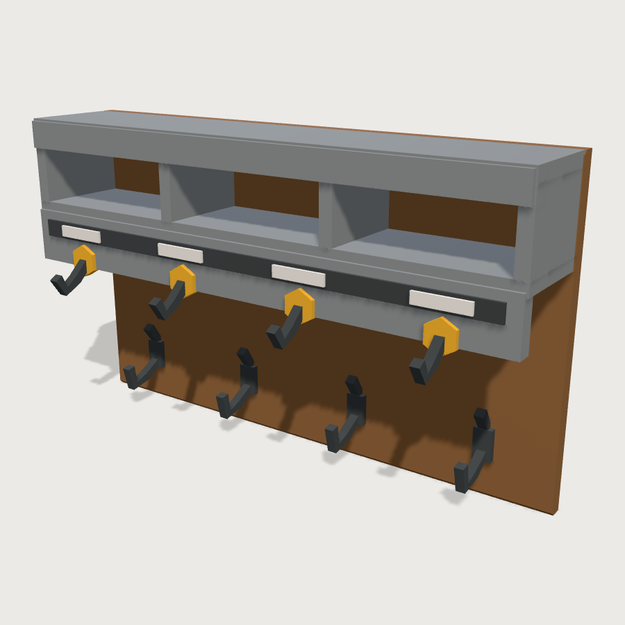 Coat Peg Rail low-poly 3D model