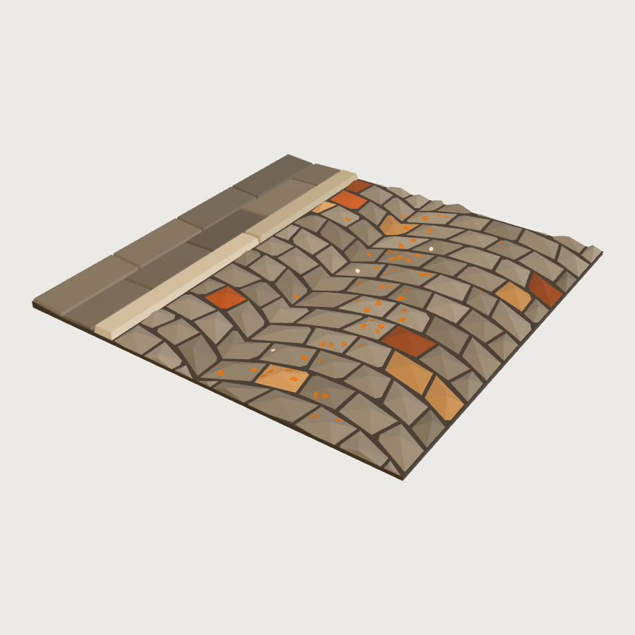 Cobbled Street Tile low-poly 3D model