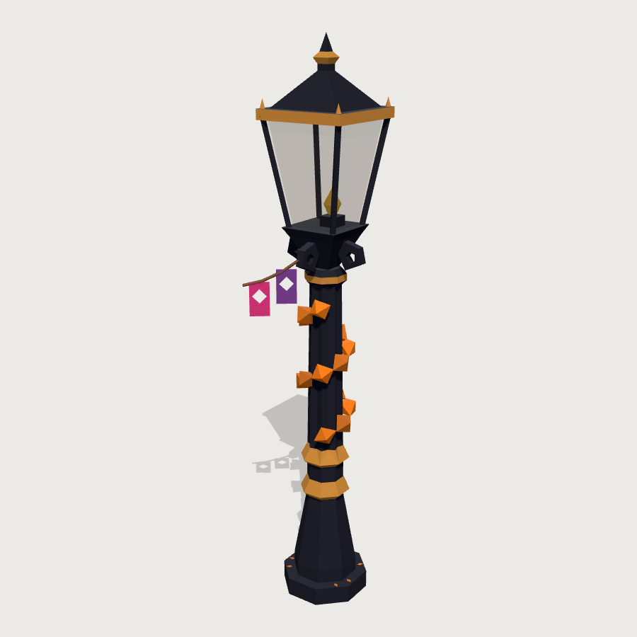 Colonial Lamp Post low-poly 3D model