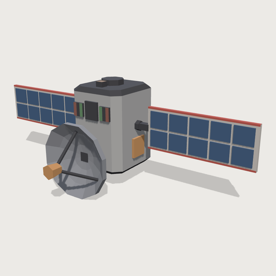 Comm Satellite low-poly 3D model