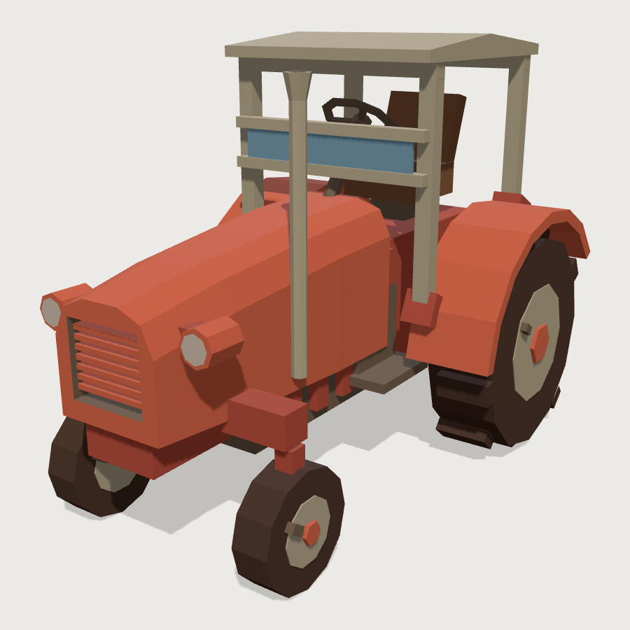 Compact Tractor low-poly 3D model