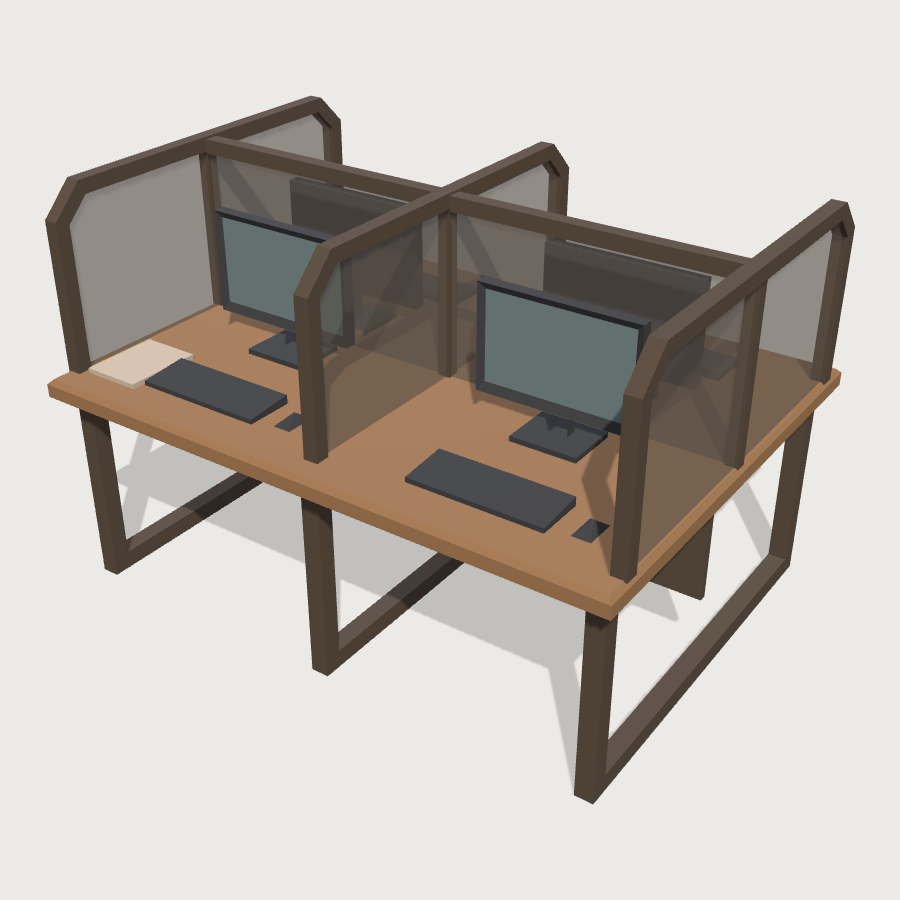 Computer Bench Run (Lit Monitors) low-poly 3D model