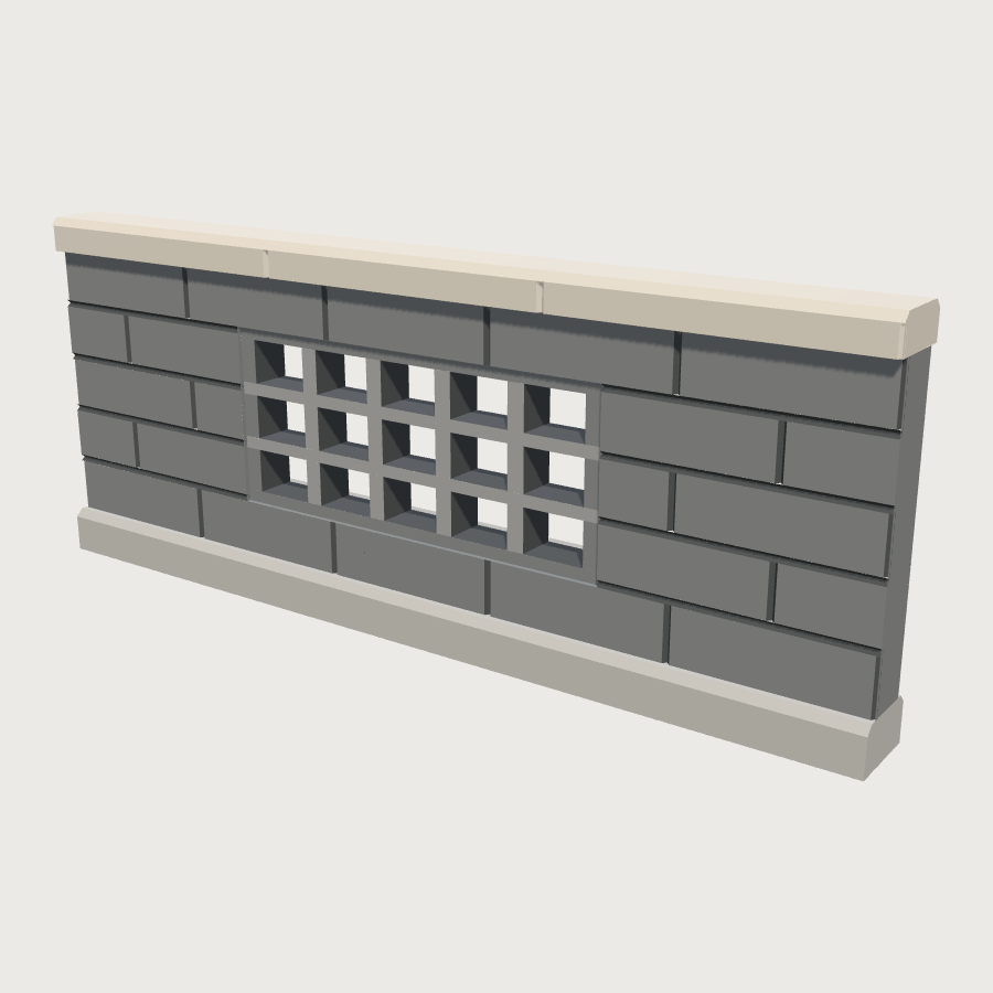 Concrete Block Wall low-poly 3D model