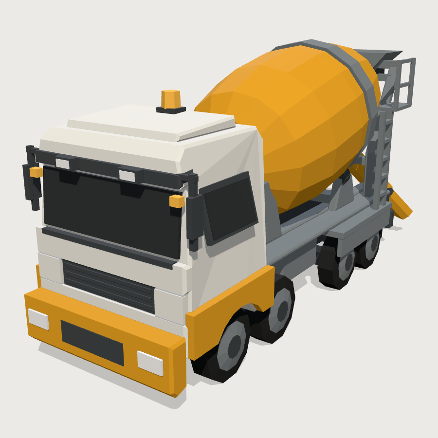 Concrete Mixer Truck low-poly 3D model