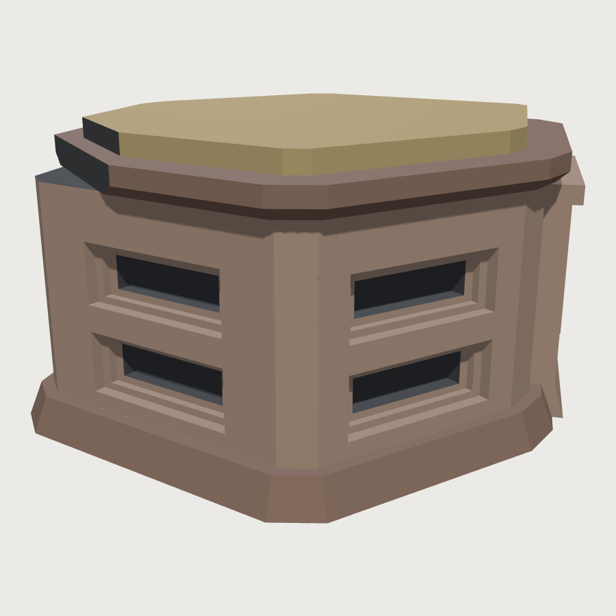 Concrete Pillbox low-poly 3D model