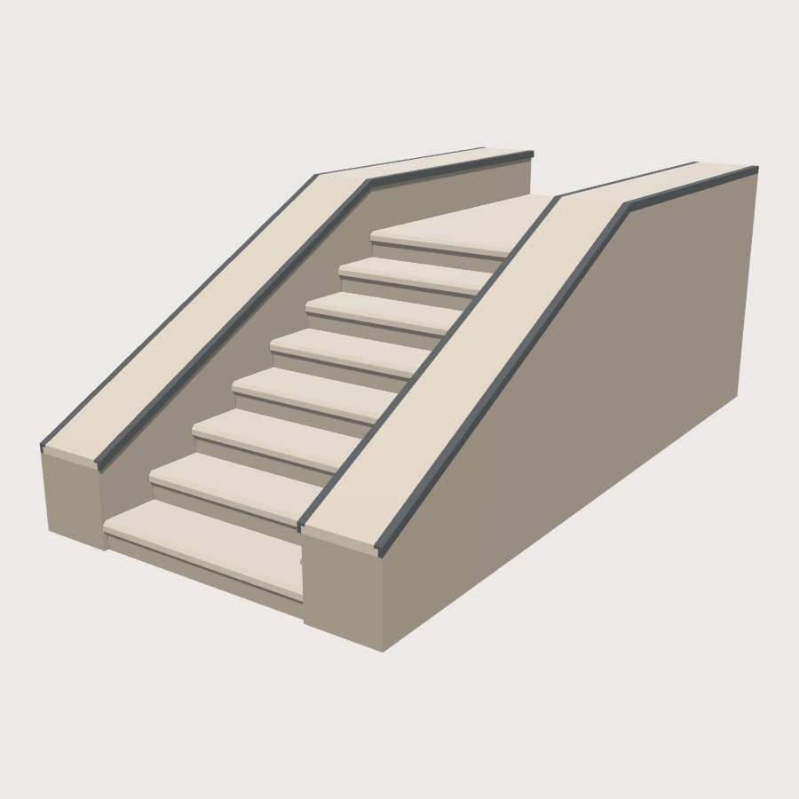 Concrete Skate Stair Set low-poly 3D model