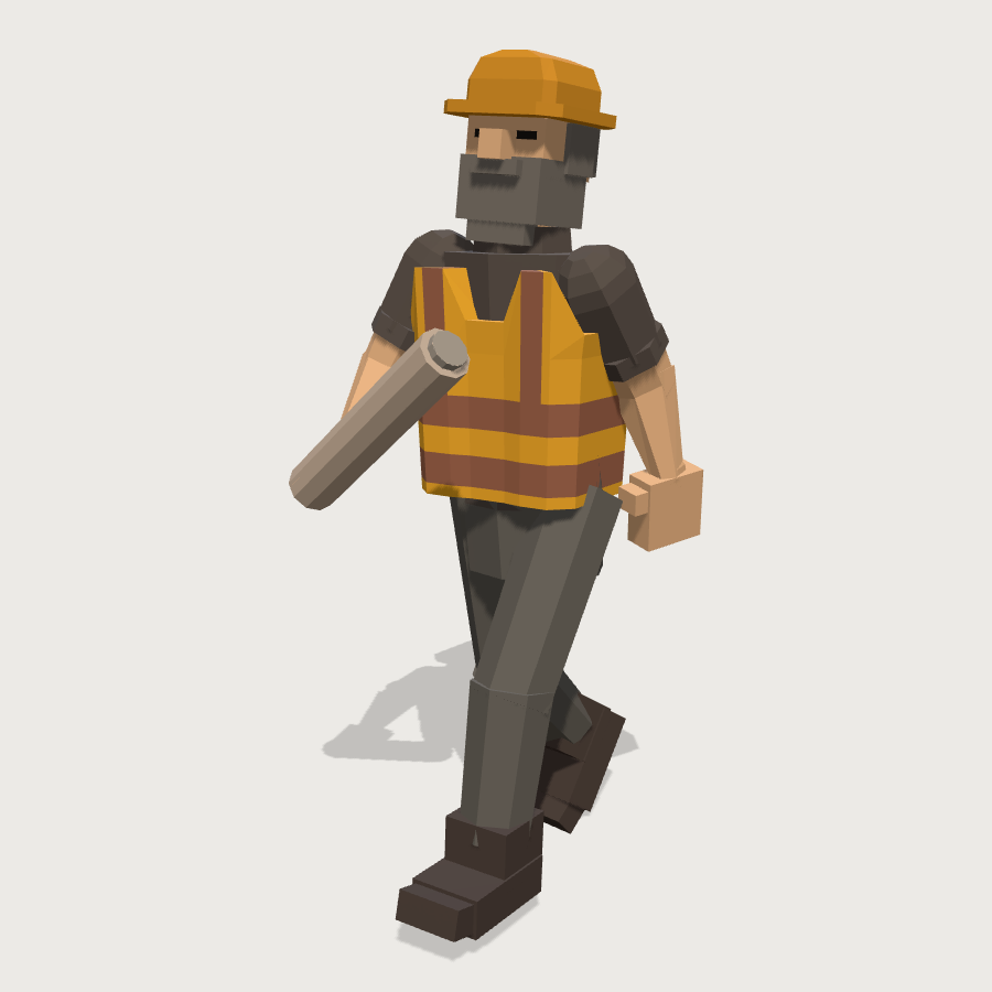 Construction Worker low-poly 3D model
