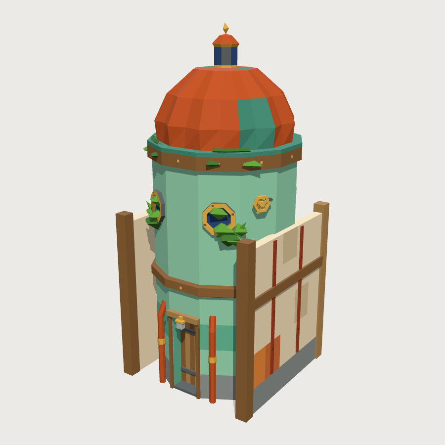 Copper dome dwelling low-poly 3D model