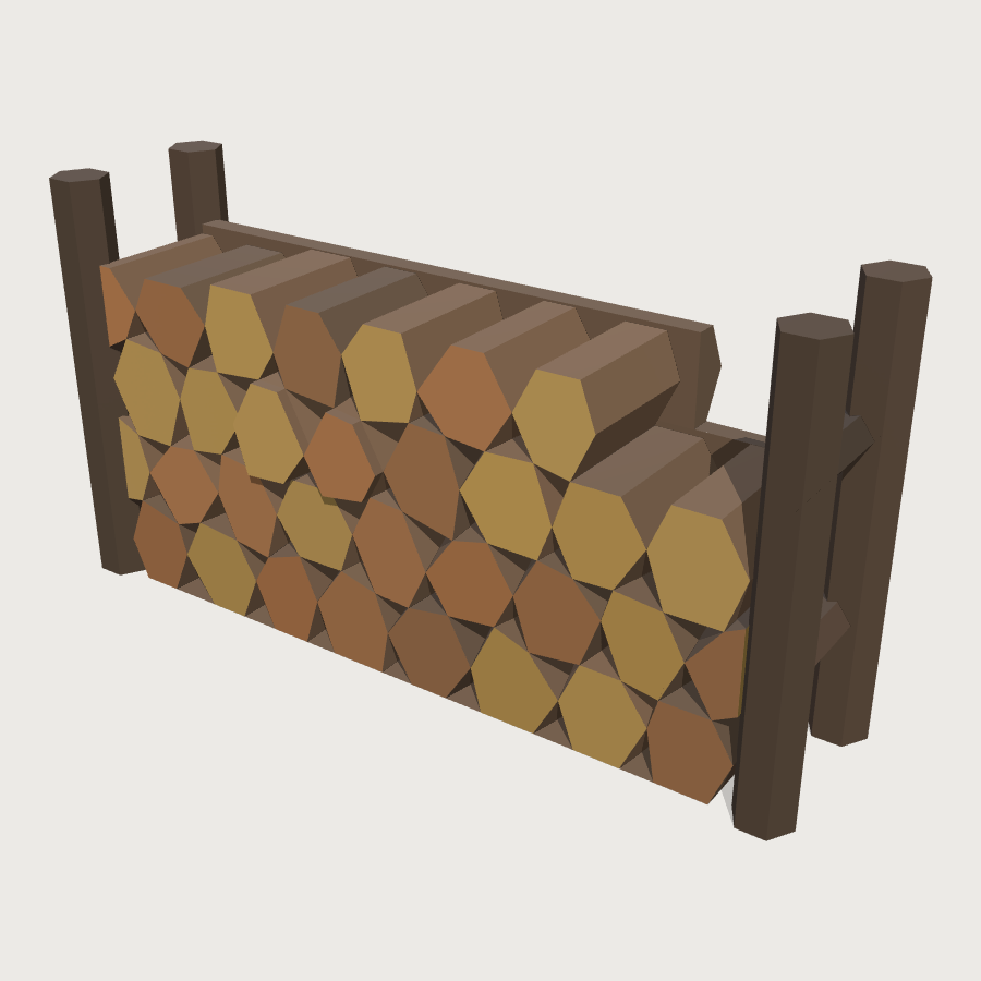 Cordwood Pile low-poly 3D model