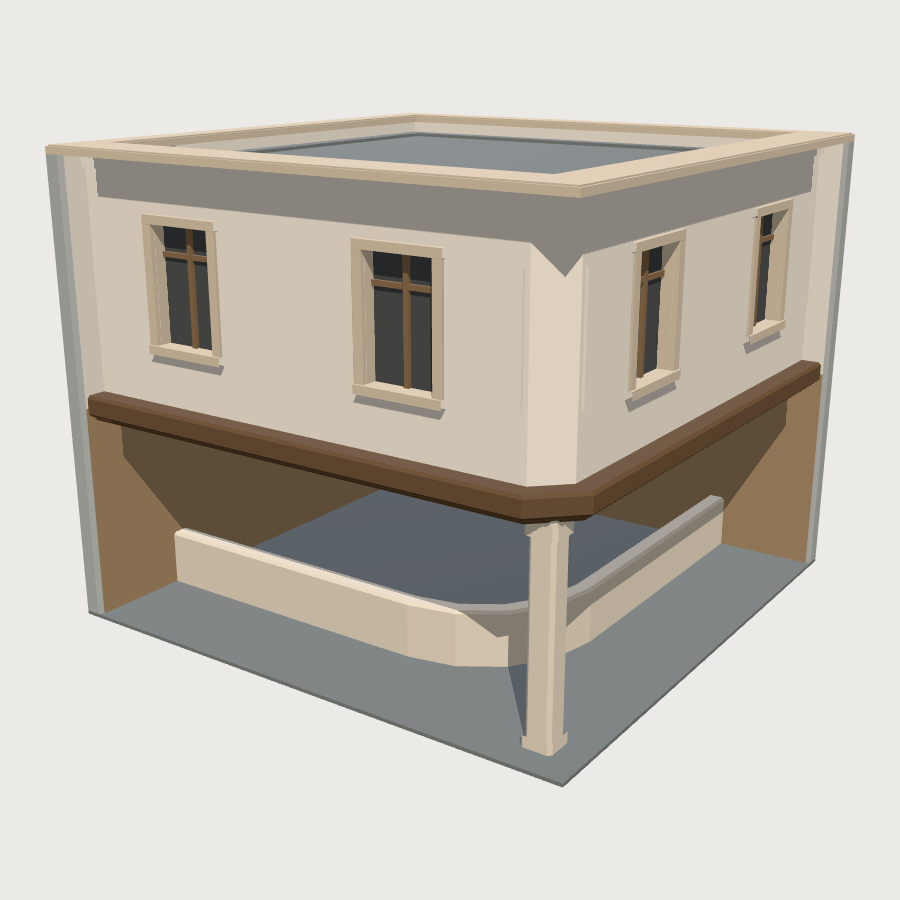 Corner Restaurant Unit low-poly 3D model