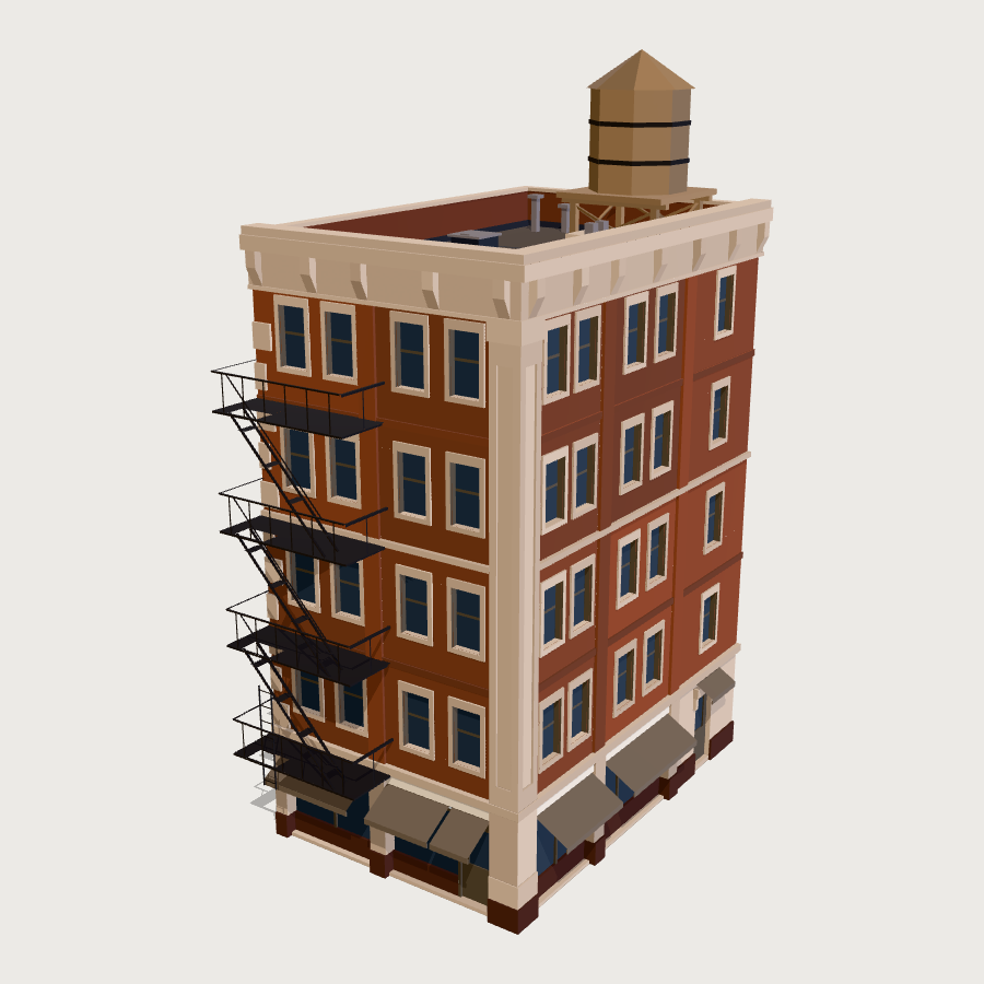 Corner Tenement low-poly 3D model