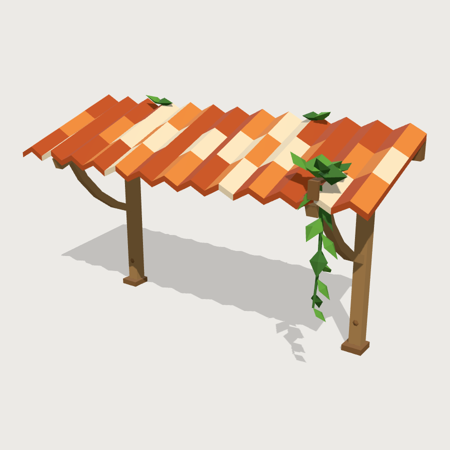 Corrugated awning low-poly 3D model