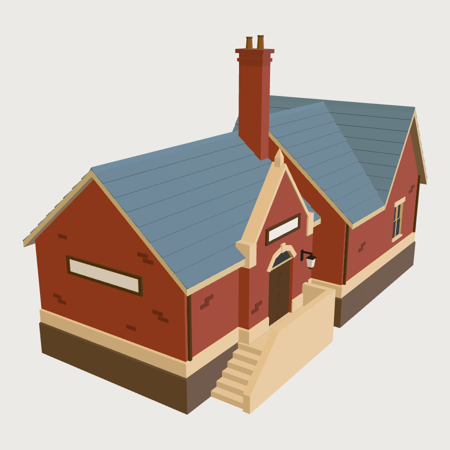 Country Station Building low-poly 3D model