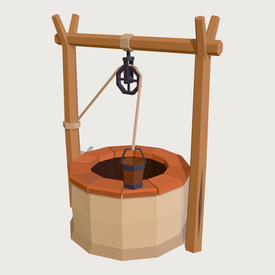 Country Well low-poly 3D model