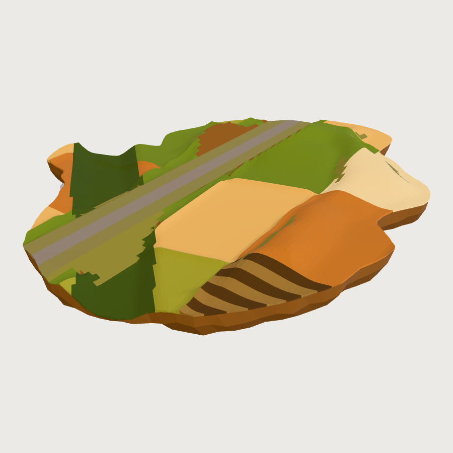 Countryside Railway Terrain low-poly 3D model