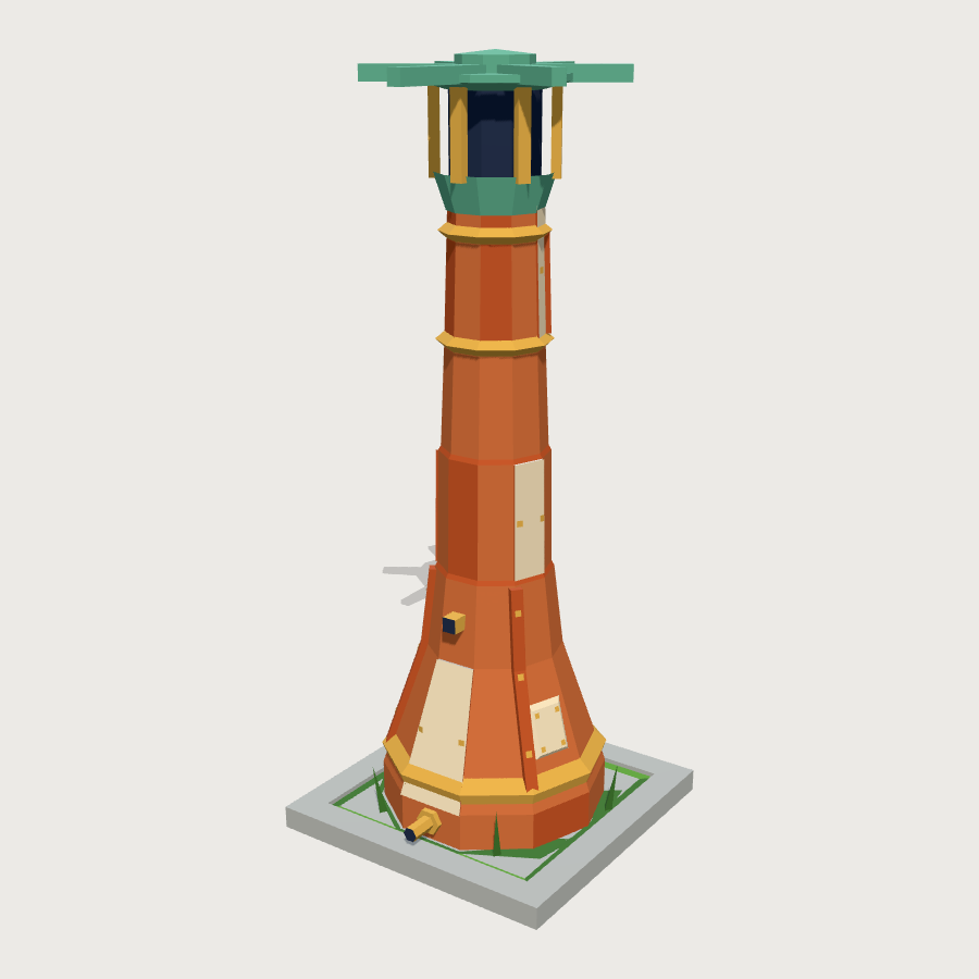 Cowled chimney stack low-poly 3D model