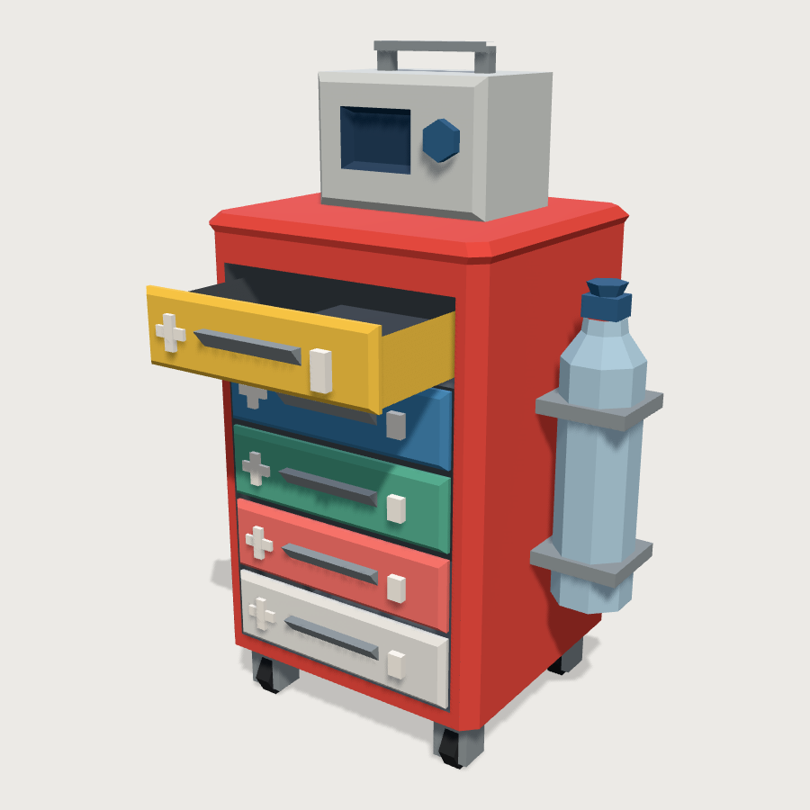 Crash Cart low-poly 3D model