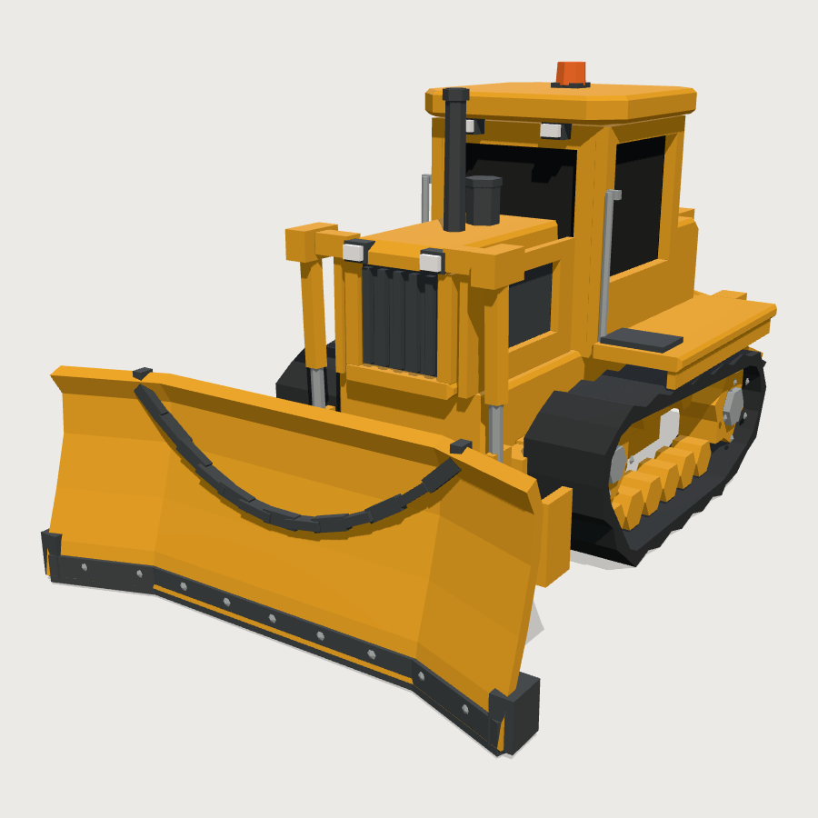 Crawler Bulldozer low-poly 3D model