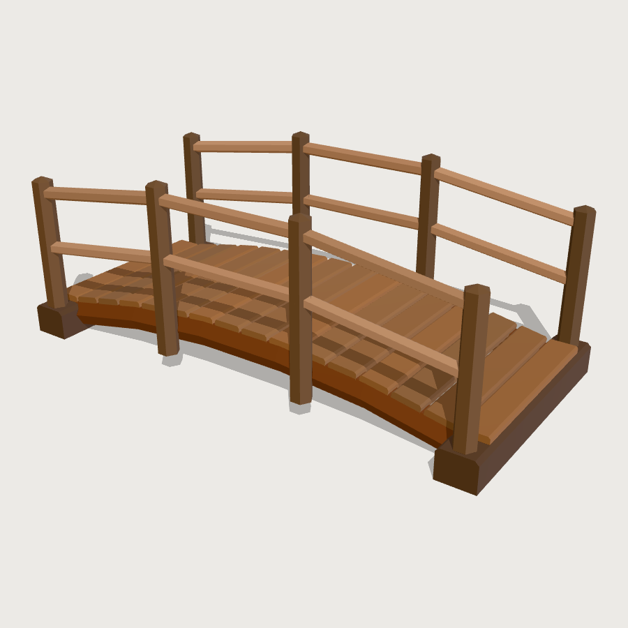 Creek Footbridge low-poly 3D model