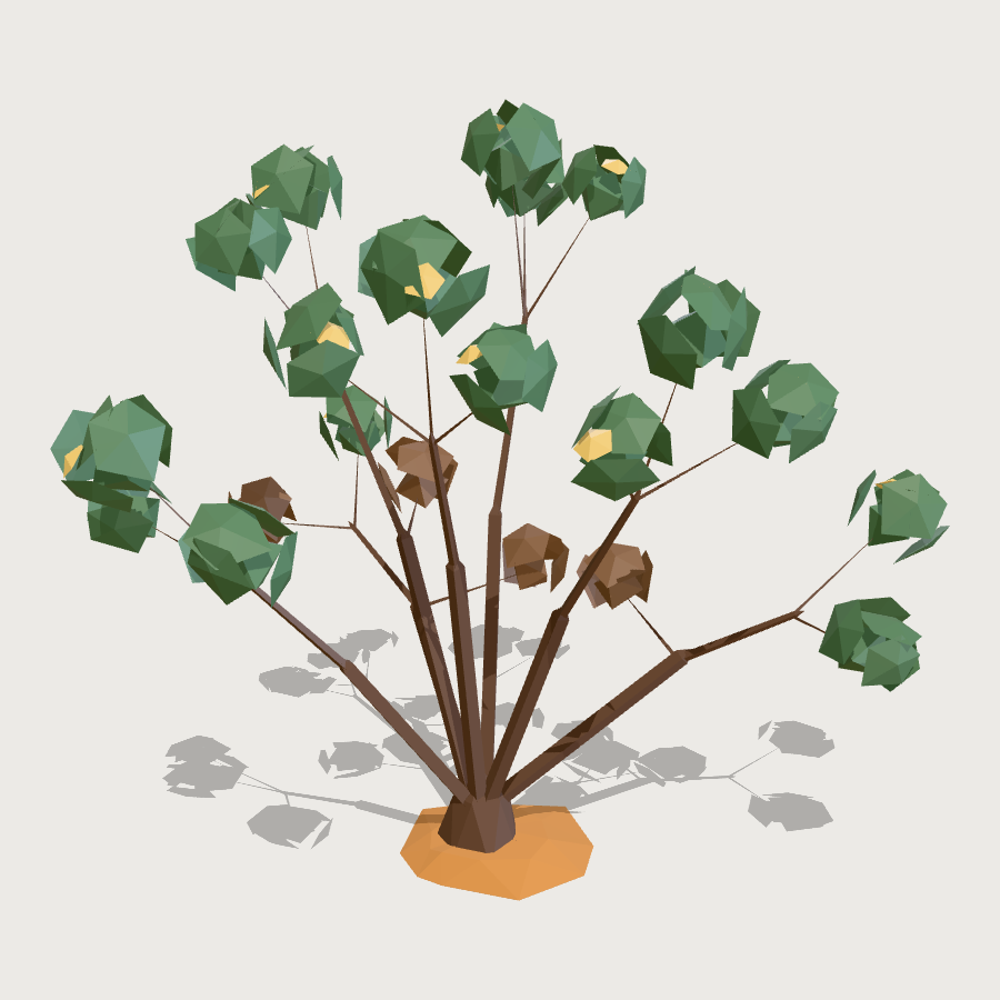 Creosote Bush low-poly 3D model