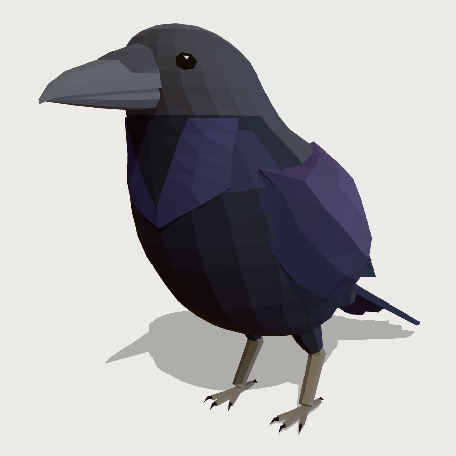 Crow low-poly 3D model