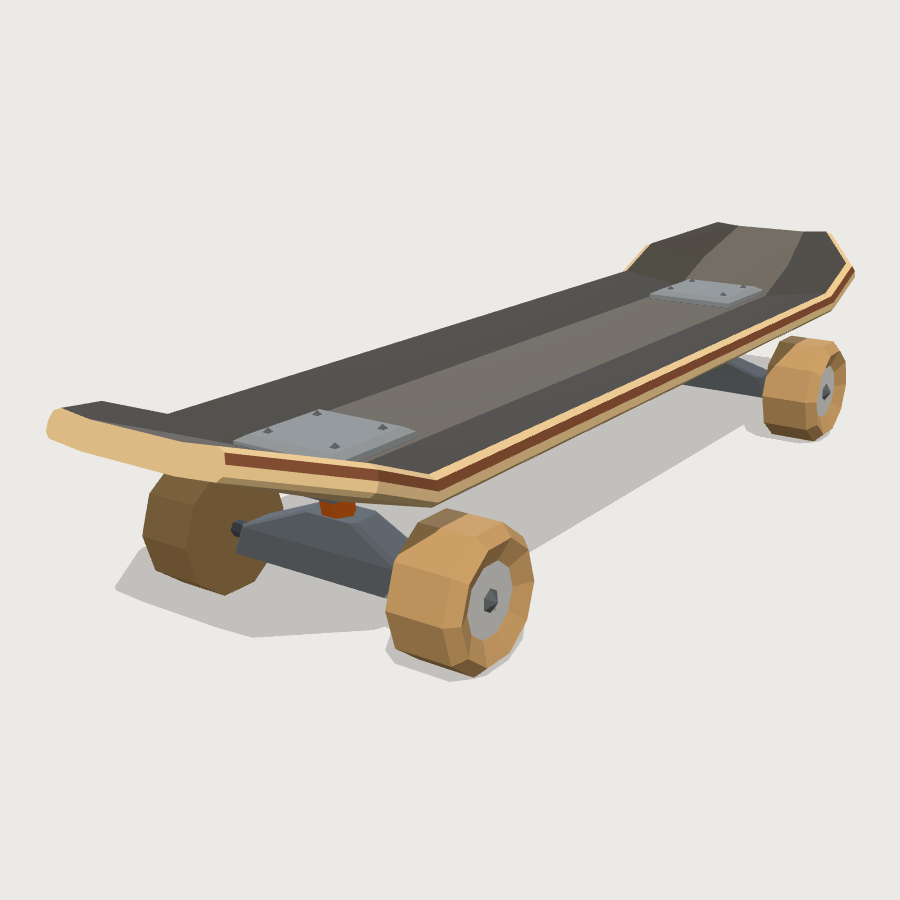 Cruiser and Longboard low-poly 3D model