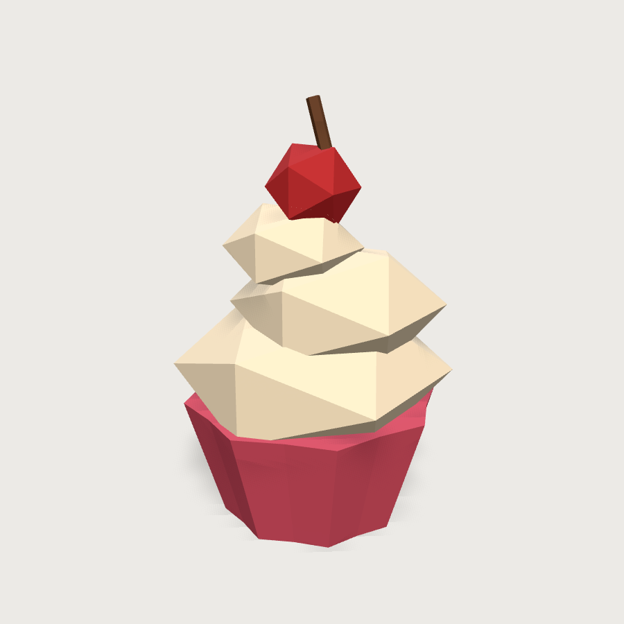 Cupcake low-poly 3D model