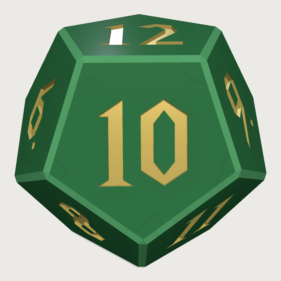 d12 Twelve-Sided Die low-poly 3D model
