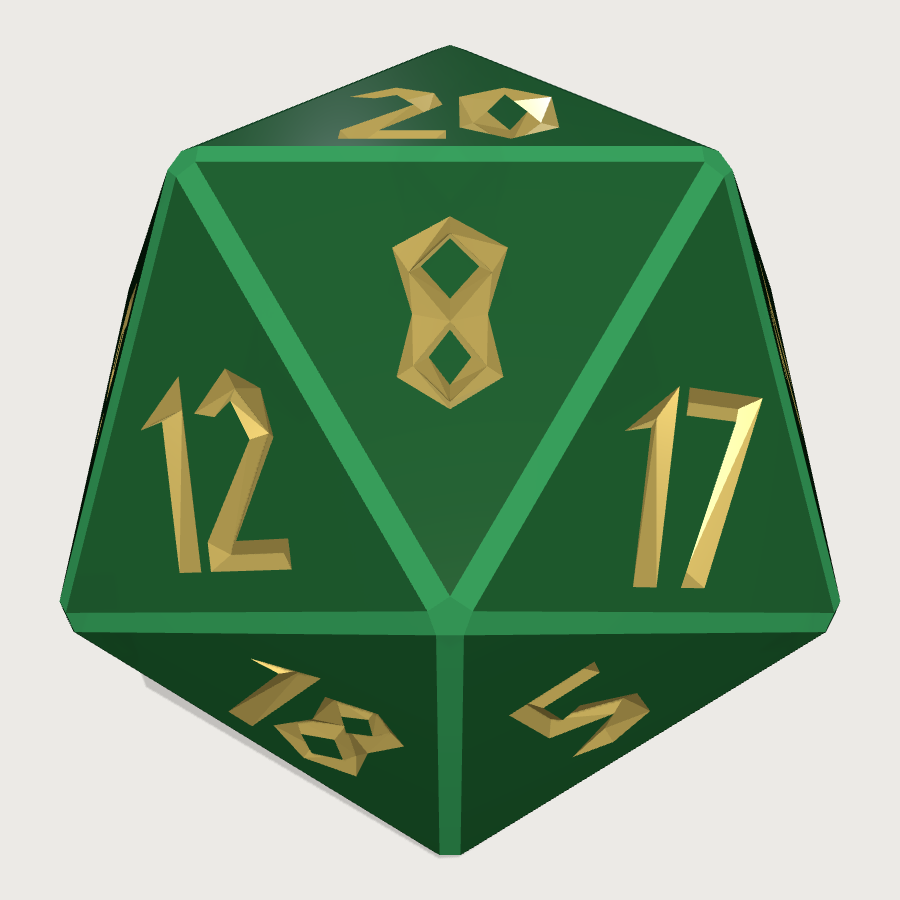 d20 Twenty-Sided Die low-poly 3D model