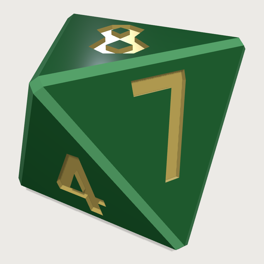d8 Eight-Sided Die low-poly 3D model