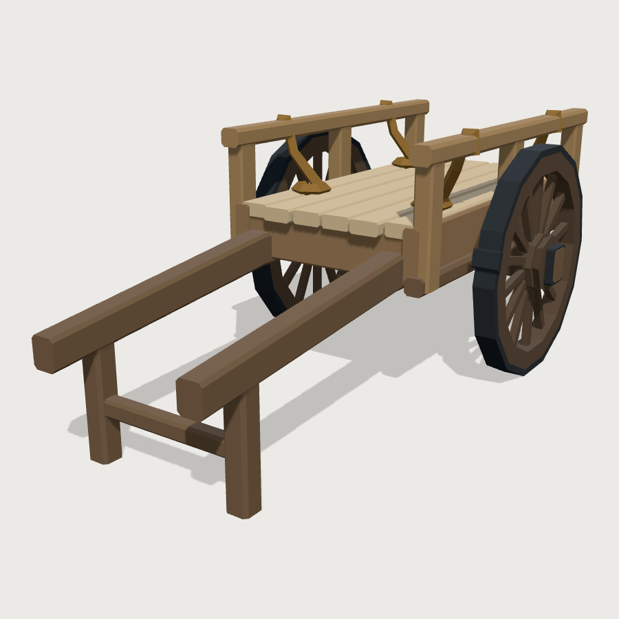 Daihachiguruma Hand Cart low-poly 3D model