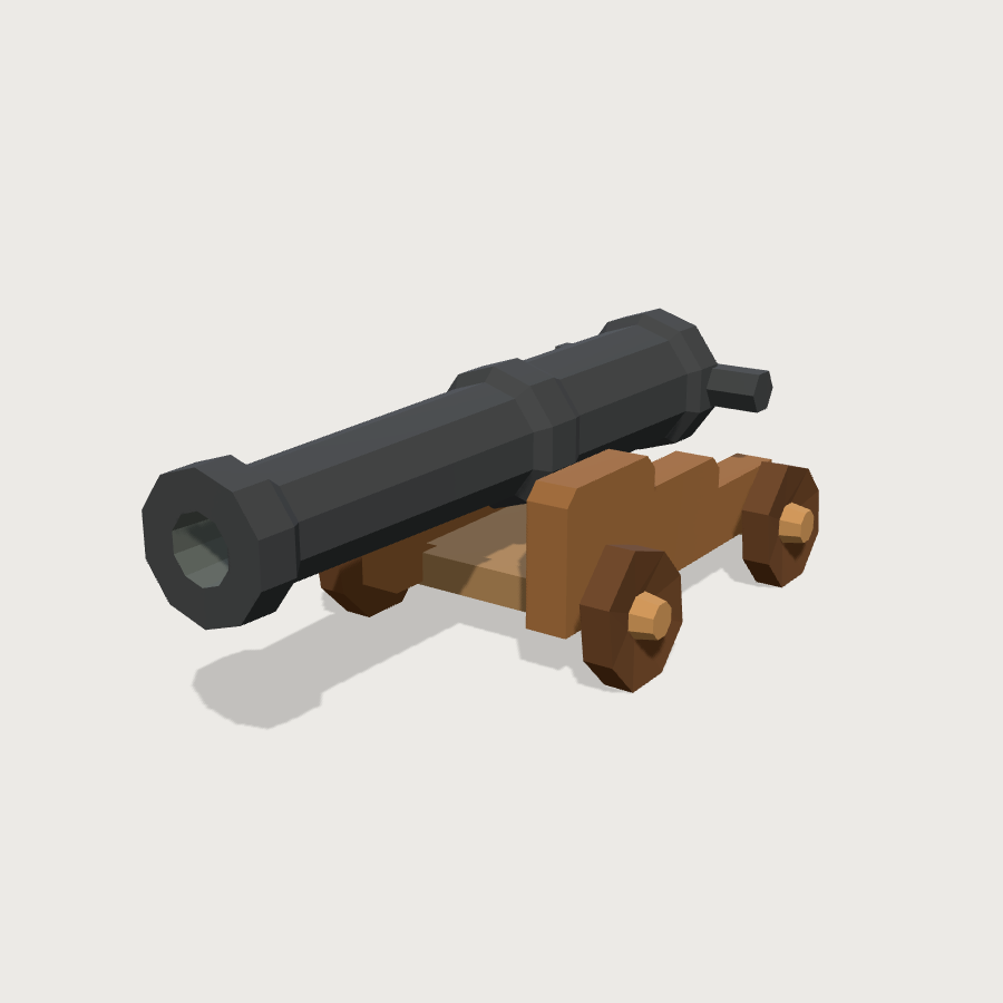 Deck Cannon low-poly 3D model