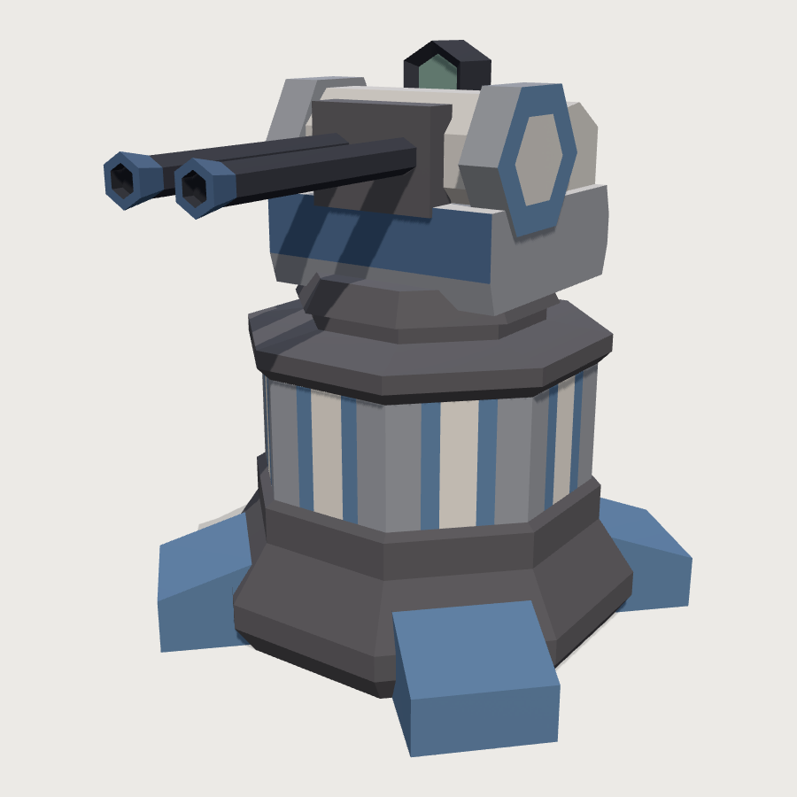 Defense Turret low-poly 3D model